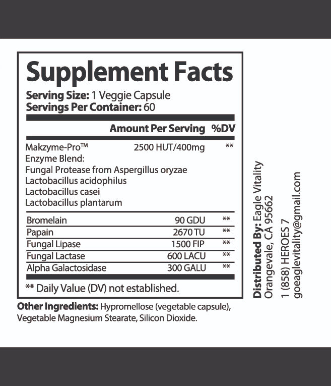 GUT REACTION Extra Strength Digestive Enzymes - In Honor of Thin White on Blue Line Paramedic and EMT Heroes