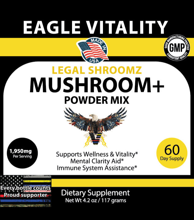 LEGAL SHROOMZ Mushroom Extract Powder Plus - In Honor of Thin Gold Line Emergency Dispatcher Heroes