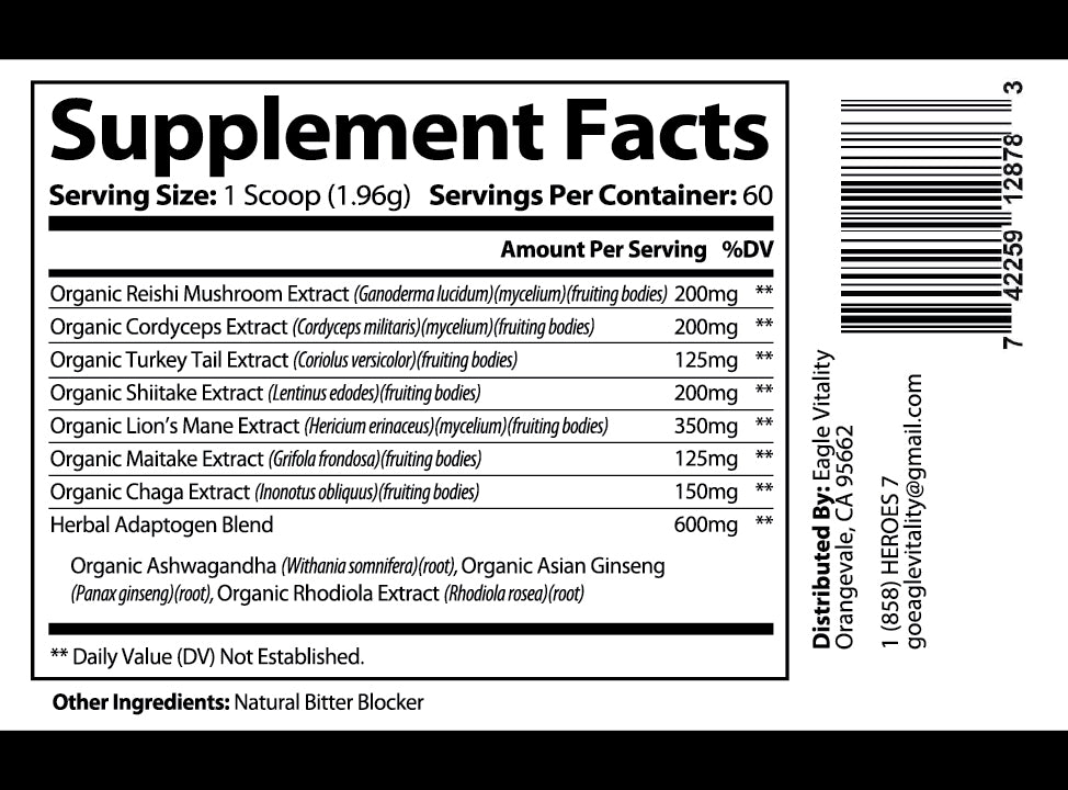 LEGAL SHROOMZ Mushroom Extract Powder Plus - In Honor of Thin Gold Line Emergency Dispatcher Heroes