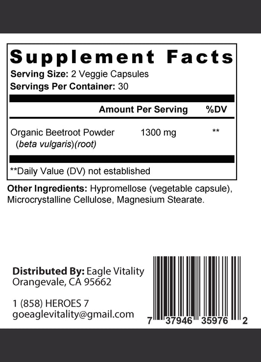 WALKING THE BEAT Organic Beet Root Powder Capsules - In Honor of Thin Blue Line Law Enforcement Heroes