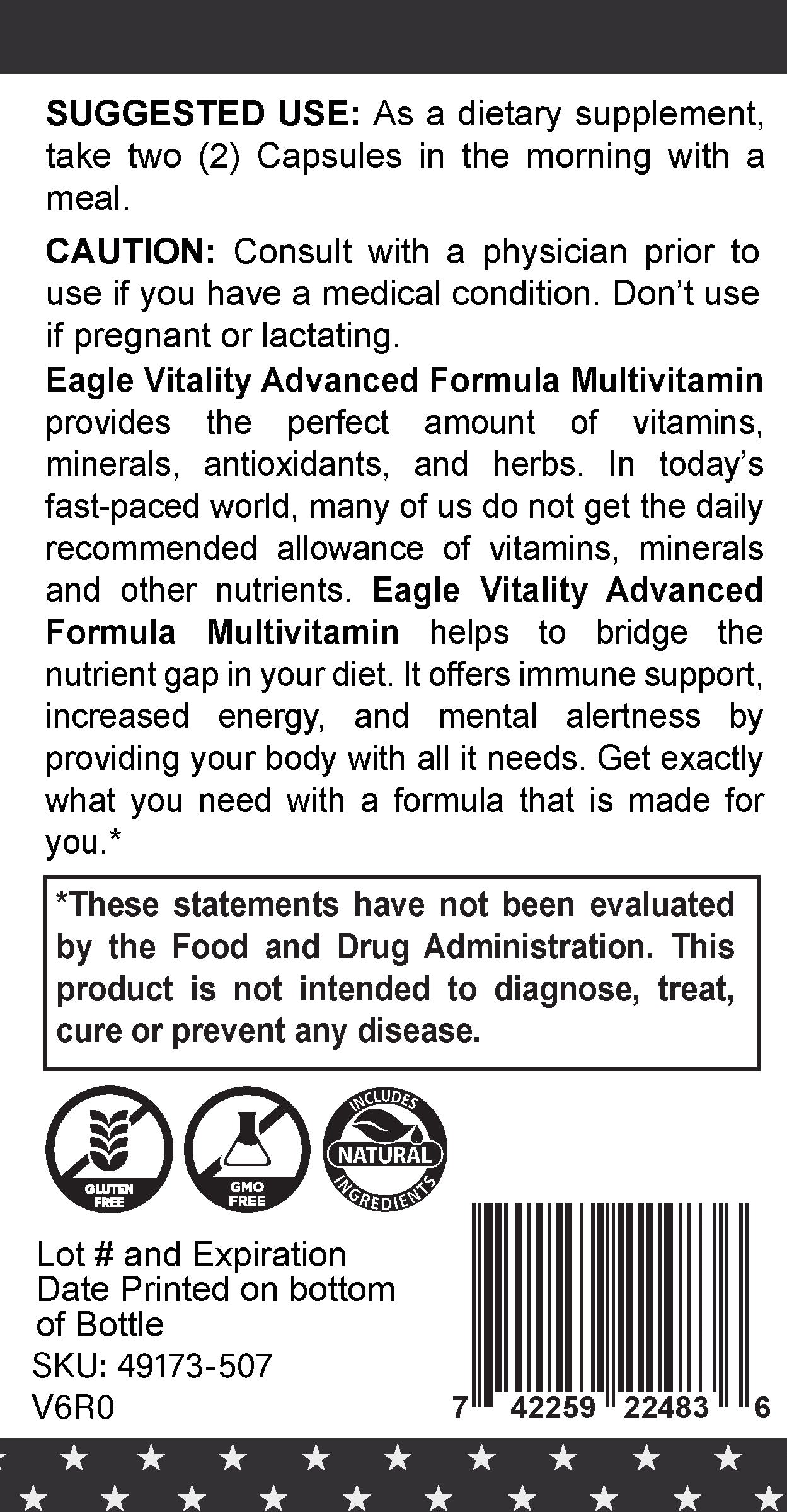 FULLY LOADED Advanced Formula Multivitamin - In Honor Of Veterans Serving Their Country Again As Thin Blue or Green Line Law Enforcement Heroes