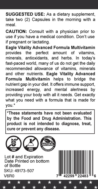 FULLY LOADED Advanced Formula Multivitamin - In Honor Of Veterans Serving Their Country Again As Thin Blue or Green Line Law Enforcement Heroes