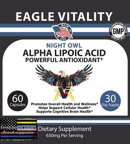 NIGHT OWL Alpha Lipoic Acid - In Honor Of Thin White on Blue Line Paramedic And EMT Heroes
