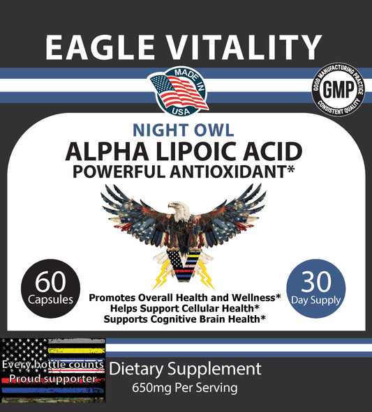 NIGHT OWL Alpha Lipoic Acid - In Honor Of Thin White on Blue Line Paramedic And EMT Heroes