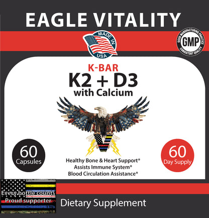K-BAR K2 + D3 Vitamins - In Honor of Thin Red Line Firefighter Heroes