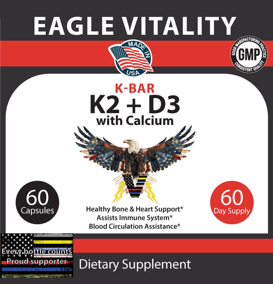 K-BAR K2 + D3 Vitamins - In Honor of Thin Red Line Firefighter Heroes