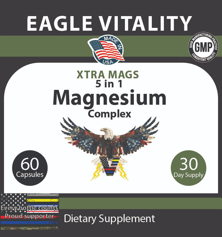 XTRA MAGS 5-in-1 Magnesium Complex - In Honor of Thin Green Line Federal Law Enforcement Heroes