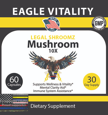 LEGAL SHROOMZ 10X Mushroom Extract Capsules - In Honor of Thin Gold Line Emergency Dispatcher Heroes