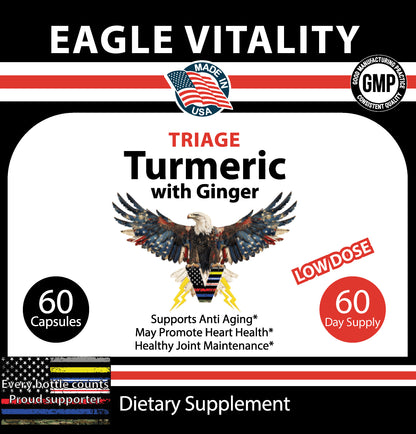 TRIAGE Turmeric Curcumin with Ginger - In Honor of Thin Red On White Line Healthcare Heroes