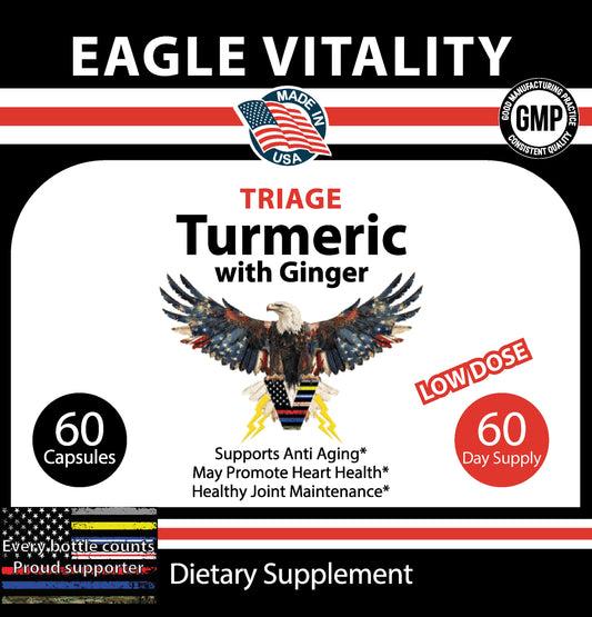 TRIAGE Turmeric Curcumin with Ginger - In Honor of Thin Red On White Line Healthcare Heroes