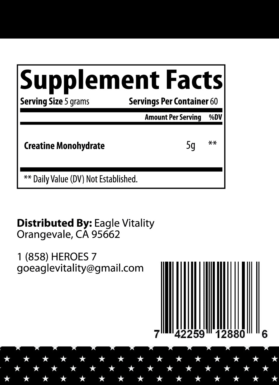 KICKIN' ARSE Micronized Creatine Monohydrate Powder - In Honor of All Thin Line Heroes